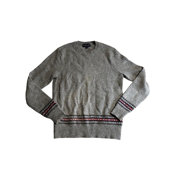 Brooks Brothers Other - Brooks Brothers Mens XS Gray Fair Isle Border Crewneck Sweater Heathered Knit
